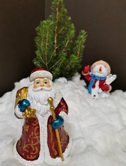 snowman on a blue background