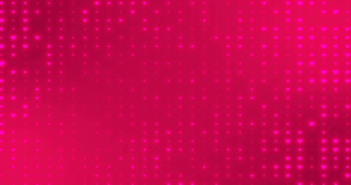  Saint Valentines day animated red abstract concept background. Little light hearts random change size position. Looped romantic backdrop. 3d greeting solid BG. Festive sale. Night club announce party