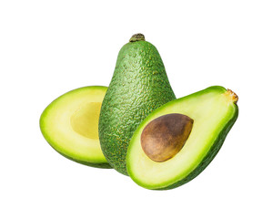 Avocado isolated on white background with clipping path