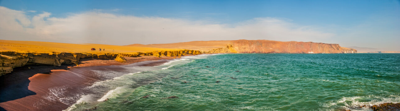 Playa Roja beach (Red beach) in Paracas