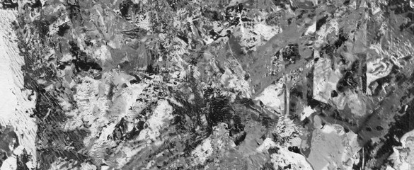 Abstract black and white color acrylic and watercolor painting. Monoprinting template. Canvas...