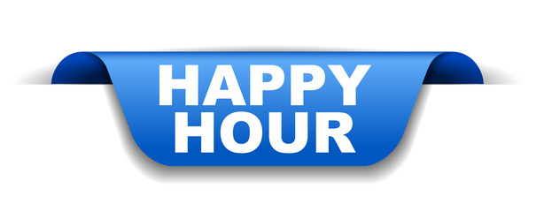 blue vector banner happy hour