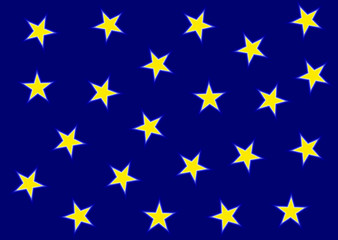 Pattern of golden glowing stars on a blue background. EPS10 simple vector illustration.