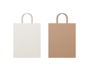 Paper shopping bag packaging. Empty shopping bag mockup. Mockup isolated. Template design. Realistic vector illustration.