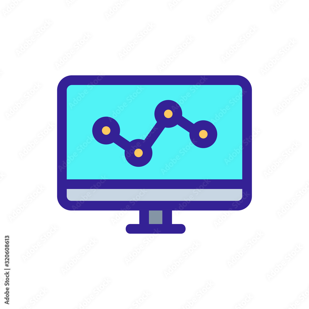 Poster graph on the computer icon vector. a thin line sign. isolated contour symbol illustration