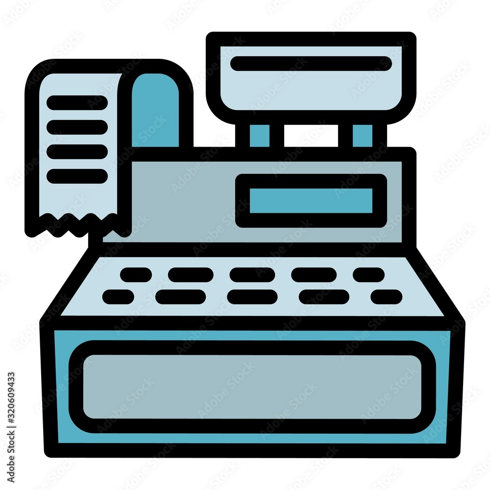 Poster cashier machine icon. outline cashier machine vector icon for web design isolated on white backgroun