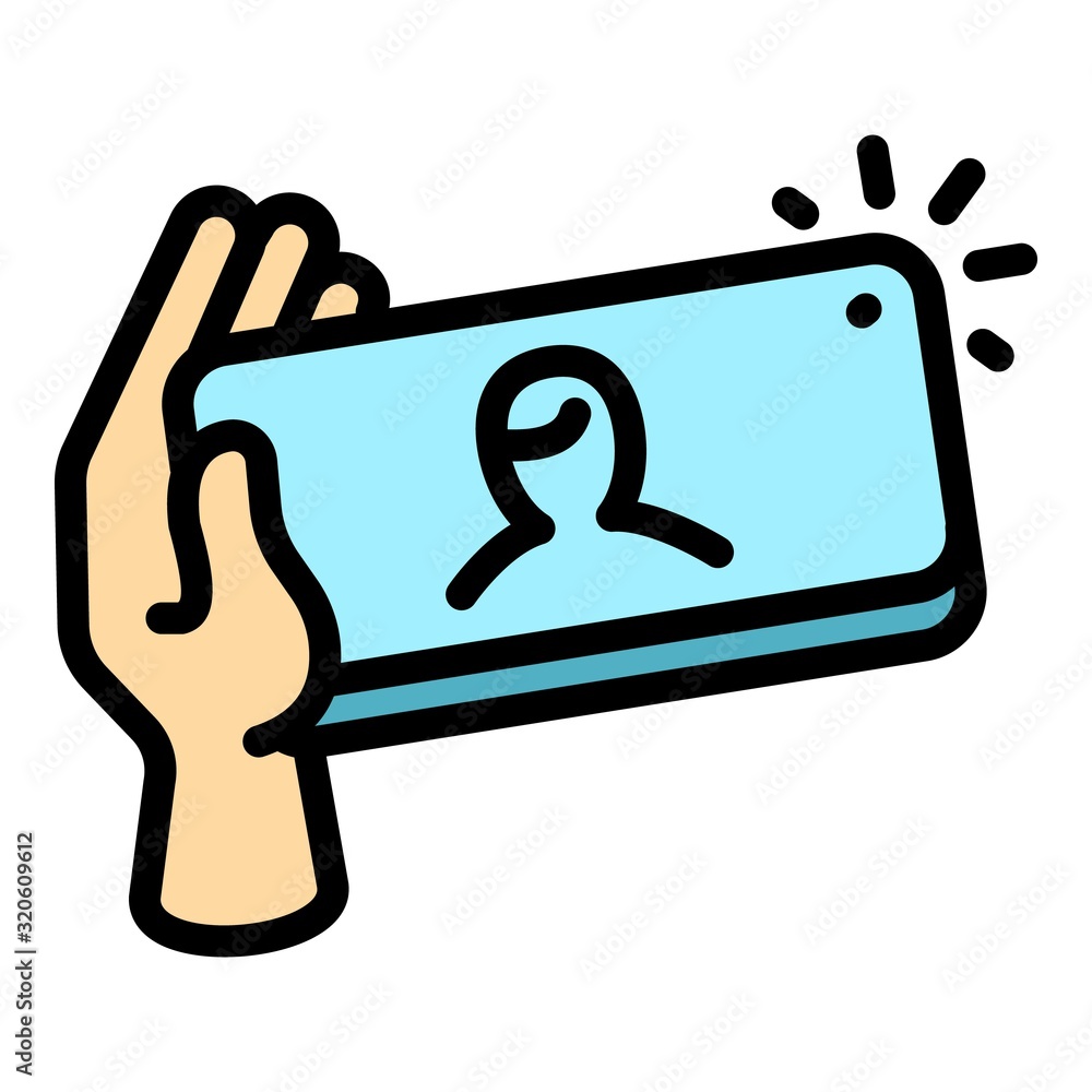 Aufkleber selfie flash icon. outline selfie flash vector icon for web design isolated on white background