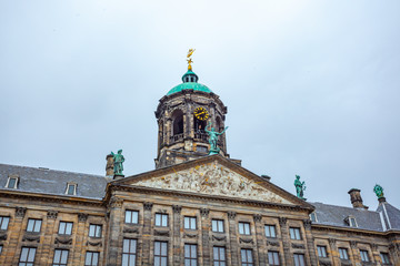 Fototapeta na wymiar City hall or town hall of Amsterdam, the Netherlands. bell tower