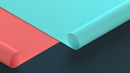 3d illustration of rolled paper with different colors