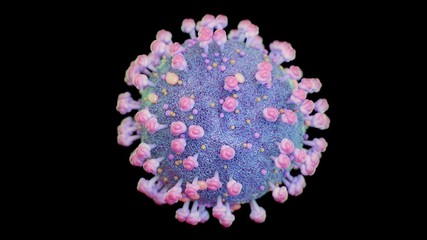 Corona Virus particle on black background. 3d render