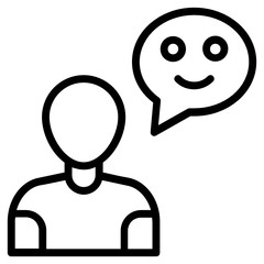 Positive Thinking Person Concept, Happy Face Emoji Bubble on White Background, Positive Mind As Motivation Symbol
