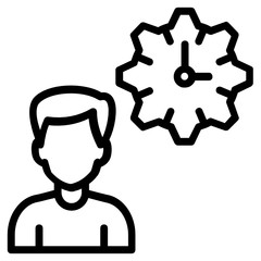 Performance Improvement and time Management On White background,  Person with gear inside clock vector icon design