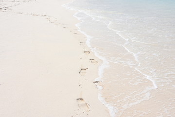 Footsteps on a sandy beach