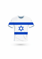 Sport shirt in colors of  Israel flag. Vector illustration for sport, championship and national team, sport game