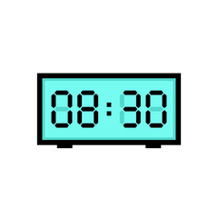 Digital alarm clock displaying 8:30. Clipart image isolated on white background