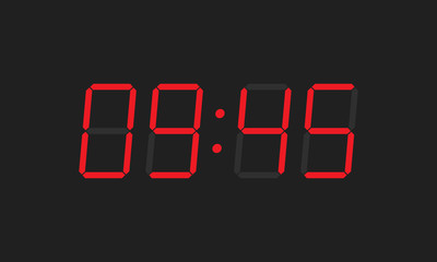 Digital closeup clock displaying 9:45
