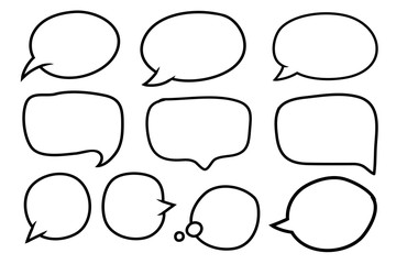 Hand draw Speech bubble set in black and white concept. vector illustration art.