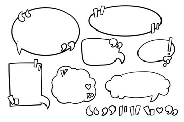 Fototapeta premium Hand draw Speech bubble set in black and white concept. Line art vector illustration with layers.