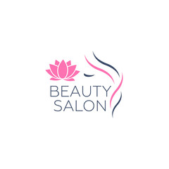Beautiful woman vector logo template for hair salon. Logo vector cosmetic procedures, spa center