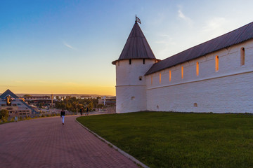 Southwest Kremlin tower at sunset in Kazan