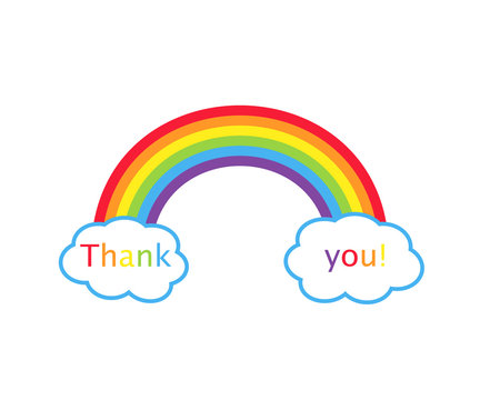 Thank you rainbow and cloud. Clipart image isolated on white background