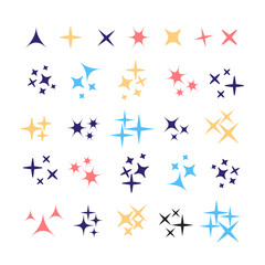 Fototapeta premium Sparkle lights stars set. Glowing light effect star. Sparkle lights vector