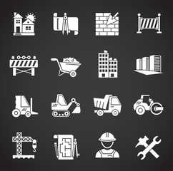 Construction related icons set on background for graphic and web design. Creative illustration concept symbol for web or mobile app