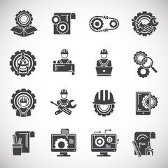 Engineering related icons set on background for graphic and web design. Creative illustration concept symbol for web or mobile app