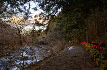 Narabi Jizo statues landmark in Kanmangafuchi abyss Nikko Japan