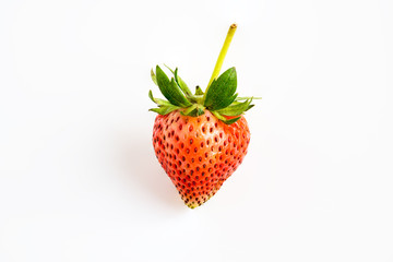 isolated fruit, an red pink strawberry on white backgrond and clipping path