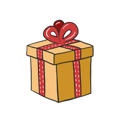 Gift Box. Color illustration of a gift in cartoon style. Gift box. Vector drawing.