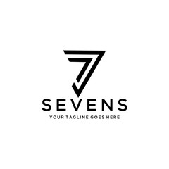 Creative Illustration modern number 7 seven or number 77 Seventy seven geometric logo design - obrazy, fototapety, plakaty