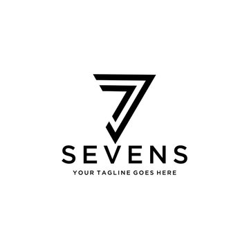 Creative Illustration modern number 7 seven or number 77 Seventy seven geometric logo design