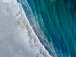 Aerial view on the frozen sea