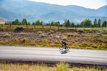 Triathlete on the bike course