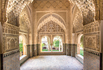 Daraxa Belvedere in a jardines de palacio in Alhambra, Granada, Spain