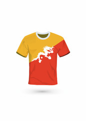Sport shirt in colors of Bhutan flag. Vector illustration for sport, championship and national team, sport game