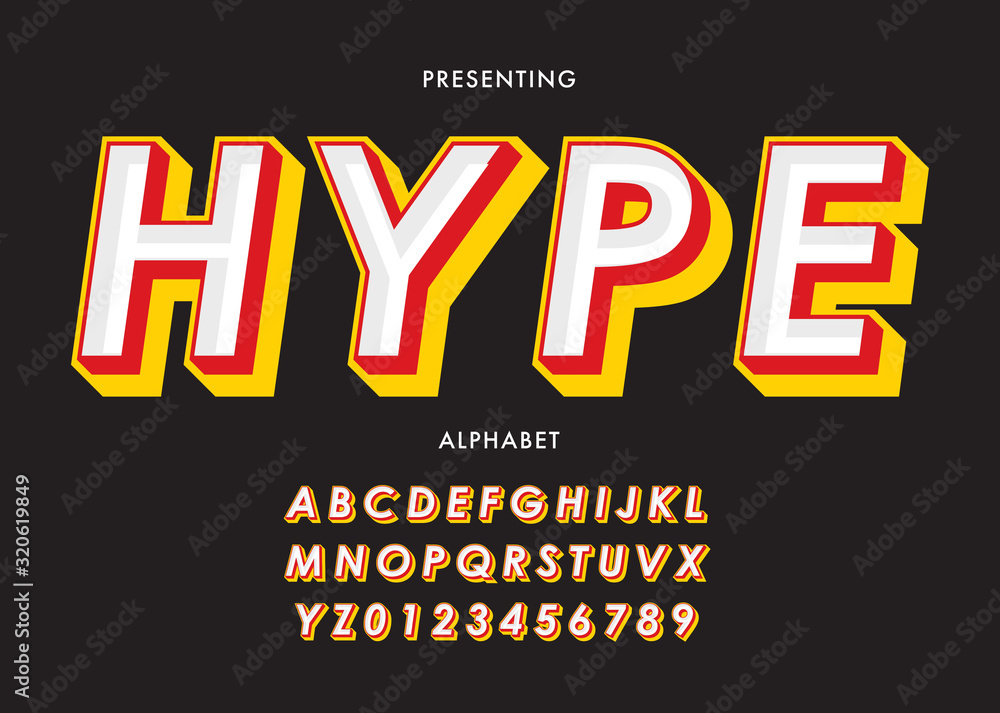 Poster bold 3d style font design, letters and numbers. modern look custom typography or text effect for gam