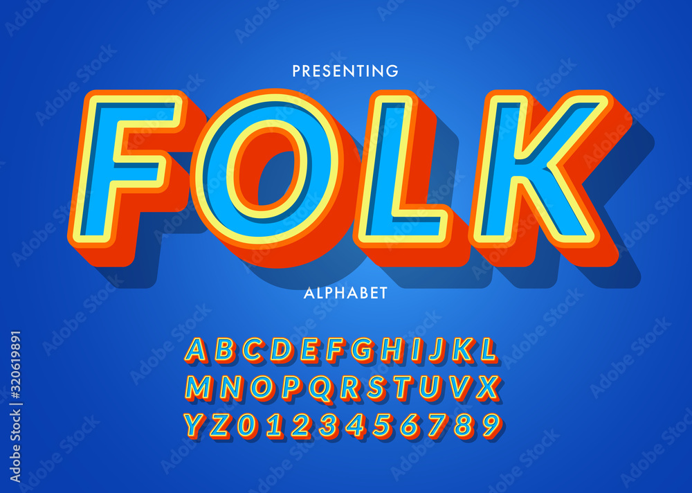 Poster bold 3d style font design, letters and numbers. modern look custom typography or text effect for gam