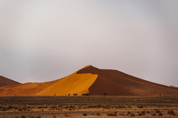 Fototapeta na wymiar Tourists climb desert Dune No45 Namibia, Africa