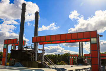 Billwerder, Hamburg Sperrwerk gegen Sturmflut / Panorama