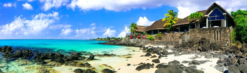 Luxury tropical holidays - beach bungalow. Island Mauritius