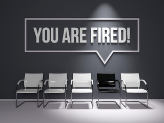 You are fired text message on office wall