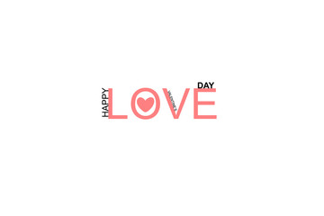 Happy Valentines Day lettering isolated on white background vector illustration. Greeting romantic design. Love symbol tagline.