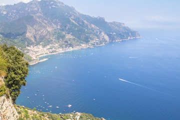 Fototapeta premium Panoramic view to the Amalfi coast from the Villa Cimbrone, Italy
