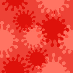 Seamless red background with coronaviruses. Vector illustration.