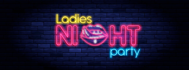 Ladies night party neon banner