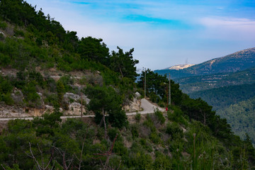 Fototapeta na wymiar Curved road in the Lebanon mountains