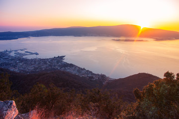 Fototapeta na wymiar view of Kotor Bay during sunset