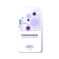 scientist in hazmat suit cleaning and disinfecting coronavirus cells epidemic MERS-CoV virus concept wuhan 2019-nCoV pandemic health risk full length nobile app copy space vector illustration